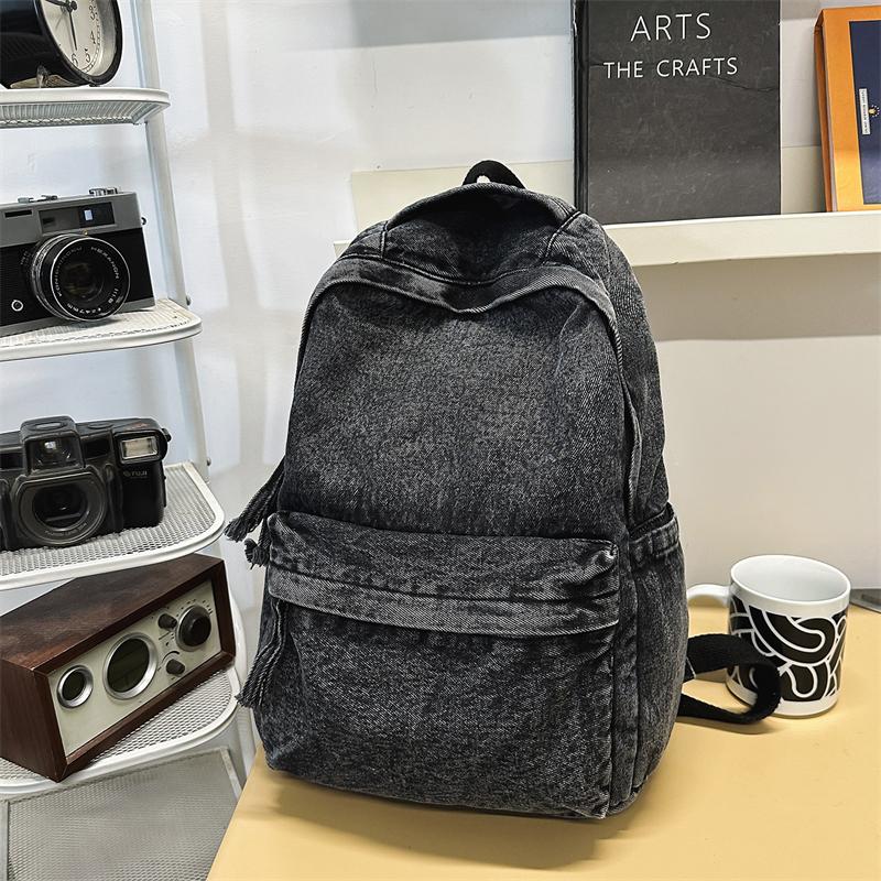 Retro džínový batoh s velkou kapacitou studentská školní taška