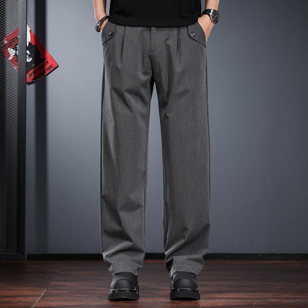 High-end Casual Pants Men's Spring and Summer Loose Straight Wide-leg Pants Old Money Drape Business Suit Pants Thin
