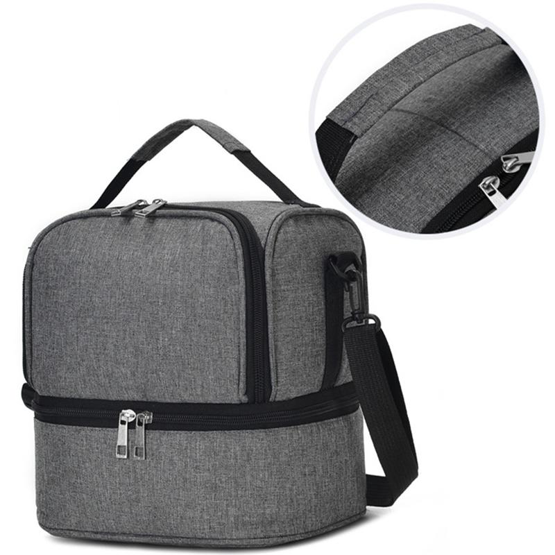 Borsa da picnic portatile a doppio strato Borsa da pranzo con isolamento termico per frigorifero Borse per alimenti Bento Contenitore da campeggio Dispositivo di raffreddamento per bevande