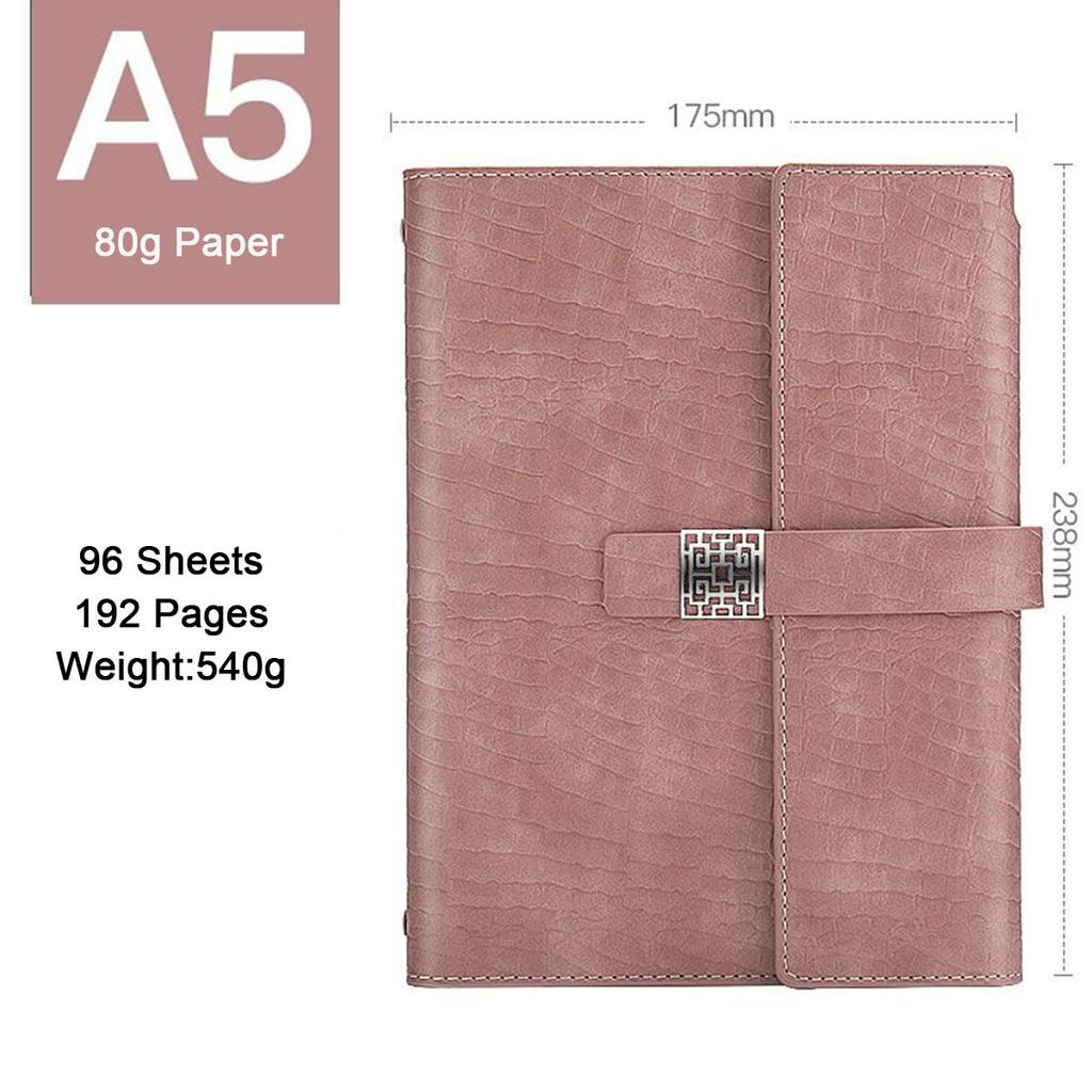 Leder A5 Schnalle Studenten-Fachnotizbuch, Business Loseblatt-Notizblock, Tagebuch, Arbeitsbesprechungs-Protokollbuch, Reisetagebuch, austauschbare Innenseiten