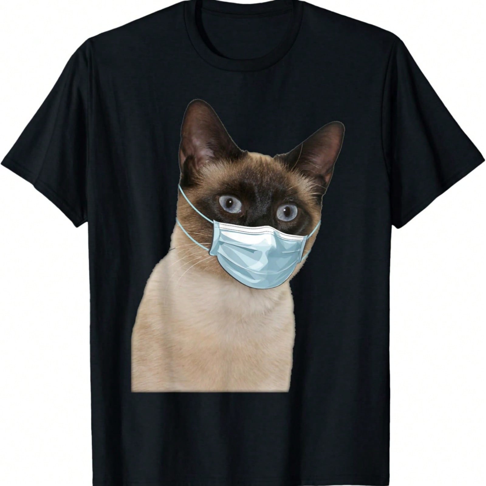 Siamese Cat Wearing Cat Face Mask Love Siamese Funny Gift T-Shirt S