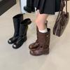 Square Head Polished High Boots Light Luxury Niche Retro 2025 Autumn and Winter New Thick Heel Short Boots Niche Women's Boots