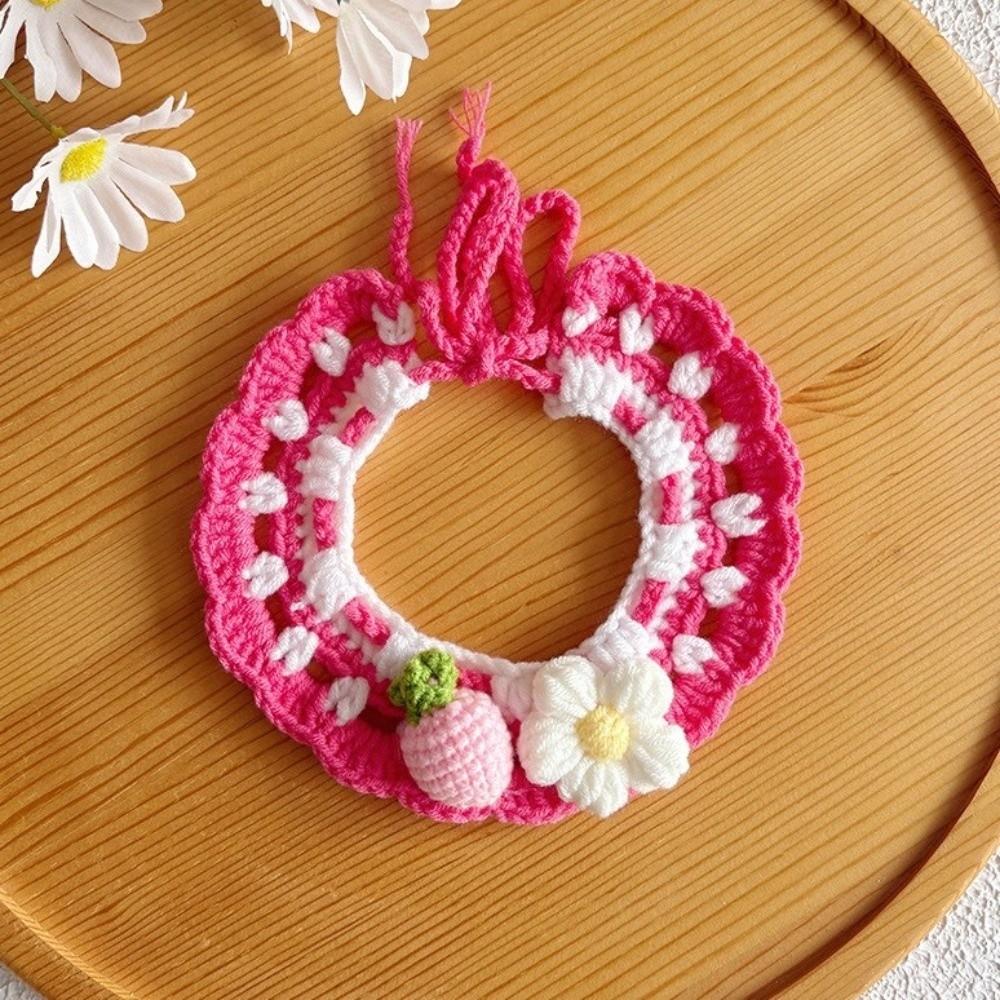 Sweet Flower Pet Scarf Bib Adjustable Cat Woven Bib Cute Pet Cat Necklaces  Photo Shoots