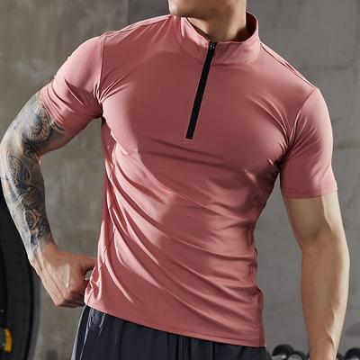 Męska bluza dresowa z krótkim zamkiem, z wysokim dekoltem, koszulka do koszykówki, fitness, do joggingu, spodnia koszulka, outdoorowa koszulka do biegania, dżersej z jedwabiu lodowego do treningu