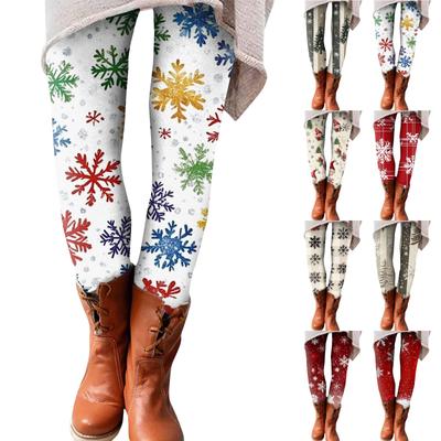 Women's Pants Christmas Printed Stretchy Soft Bottoms Casual Home Sleeping Pants