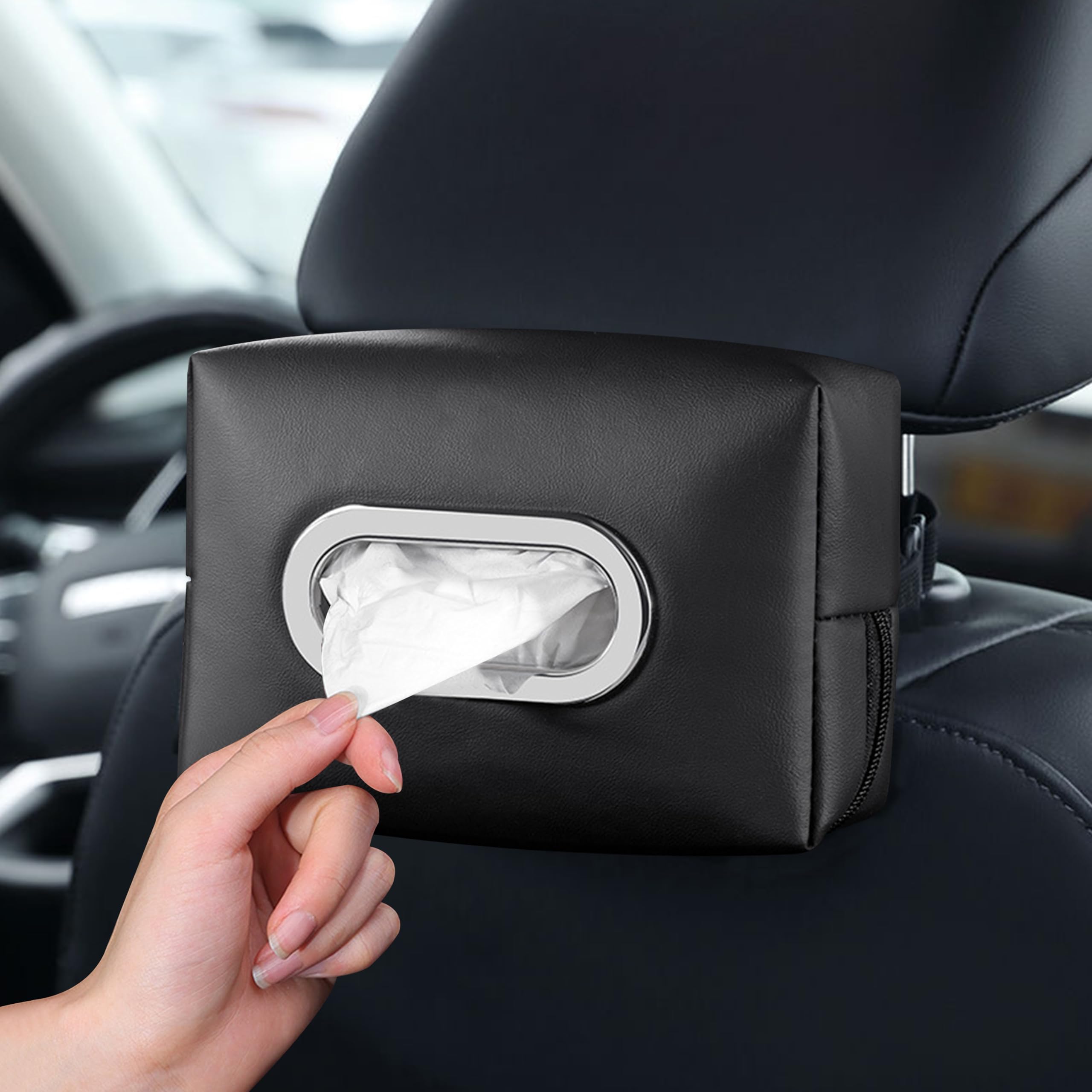 

Anfiodas Car Tissue Car Tissue Easy to Convenient Car PU Leather Case, Holder, Waterproof, Install, Accessory, (Black) чёрный