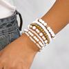 Bohemian bracelet stacking set, retro ethnic wind wood beads, crystal soft pottery beaded bracelet bracelet.