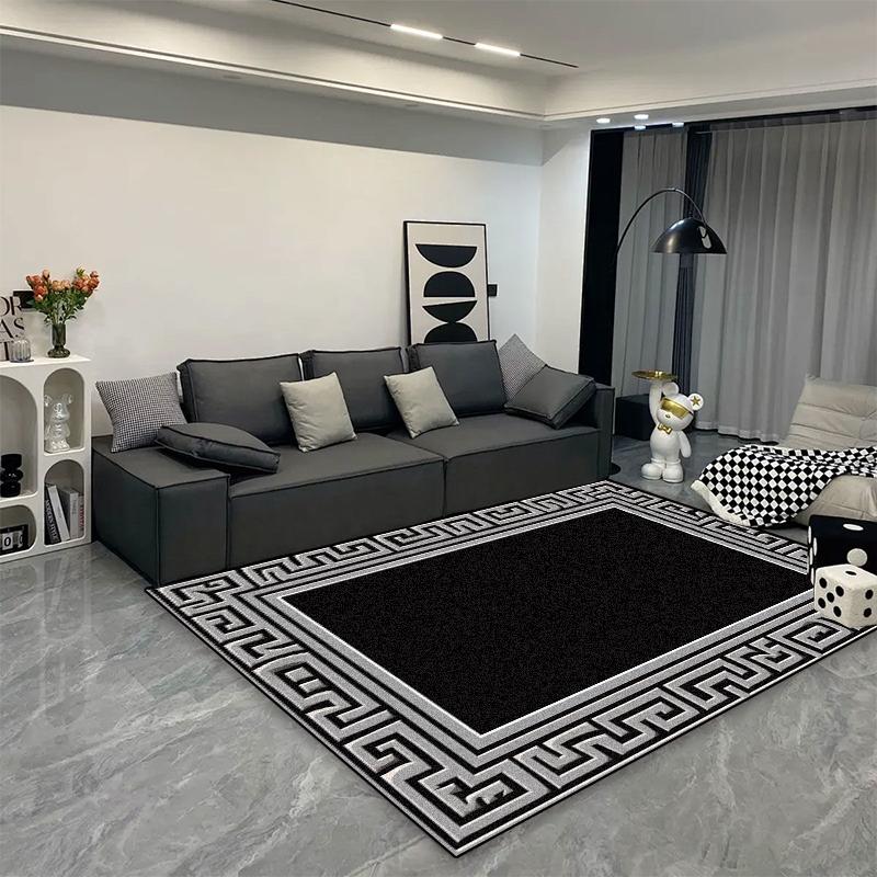 Luxury Classical Living Room Large Rug Simple Black White Bedroom Carpet Toilet Washroom Decoration Rugs Comfortable Floor Mats