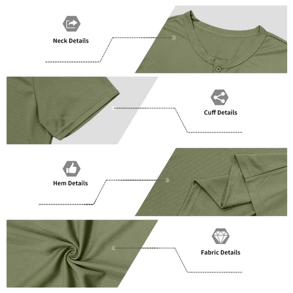 Men’s Short Sleeve Henley Shirt with Button Placket Casual Slim Fit Athletic Basic Solid Crew Neck Tee for Everyday Wear