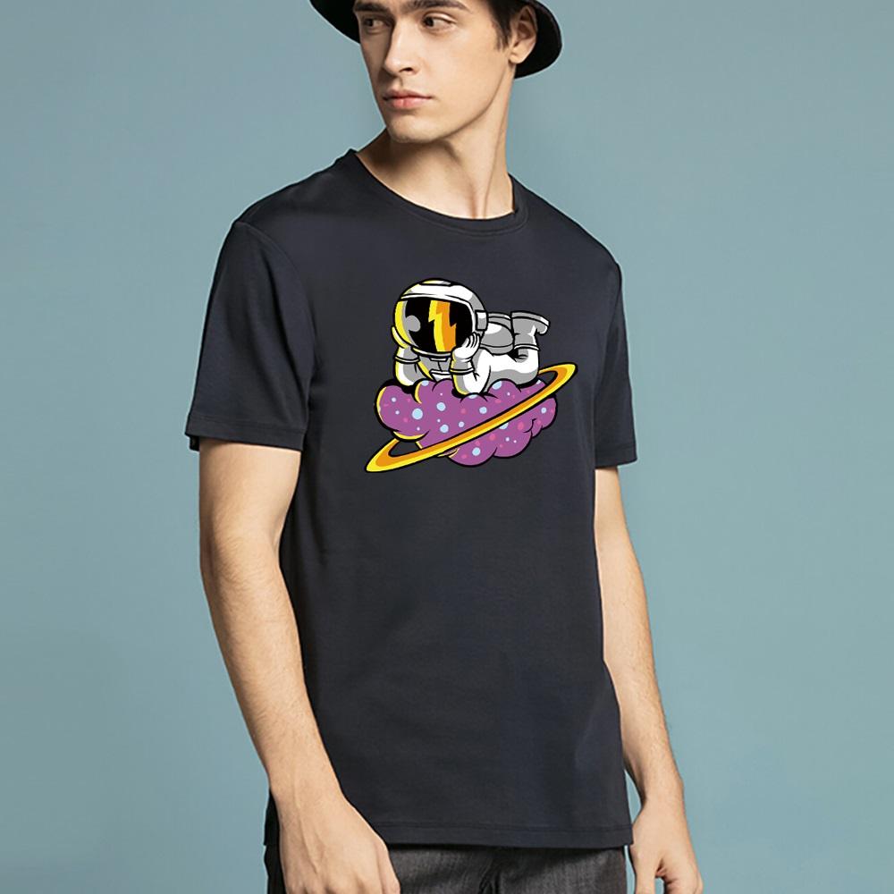 Summer Top Mens T Shirts Harajuku Casual Clothes Short Sleeve Fashion Astronaut Printed O Collared Tshirts Fashion Soft Pullover