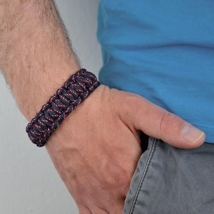Paracord Bracelet De Survie Hommes Acier Inoxydable Bracelet Outdoor Tressé[H1118]