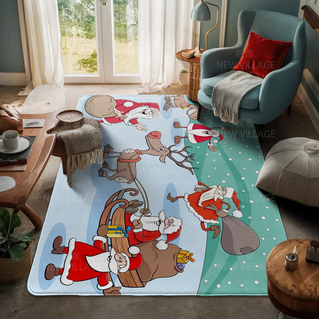 House Entrance Carpet Home Door Mat Living Room Bath Foot Bathroom Non-slip Water Absorption Rugs Bath Merry Christmas Winter