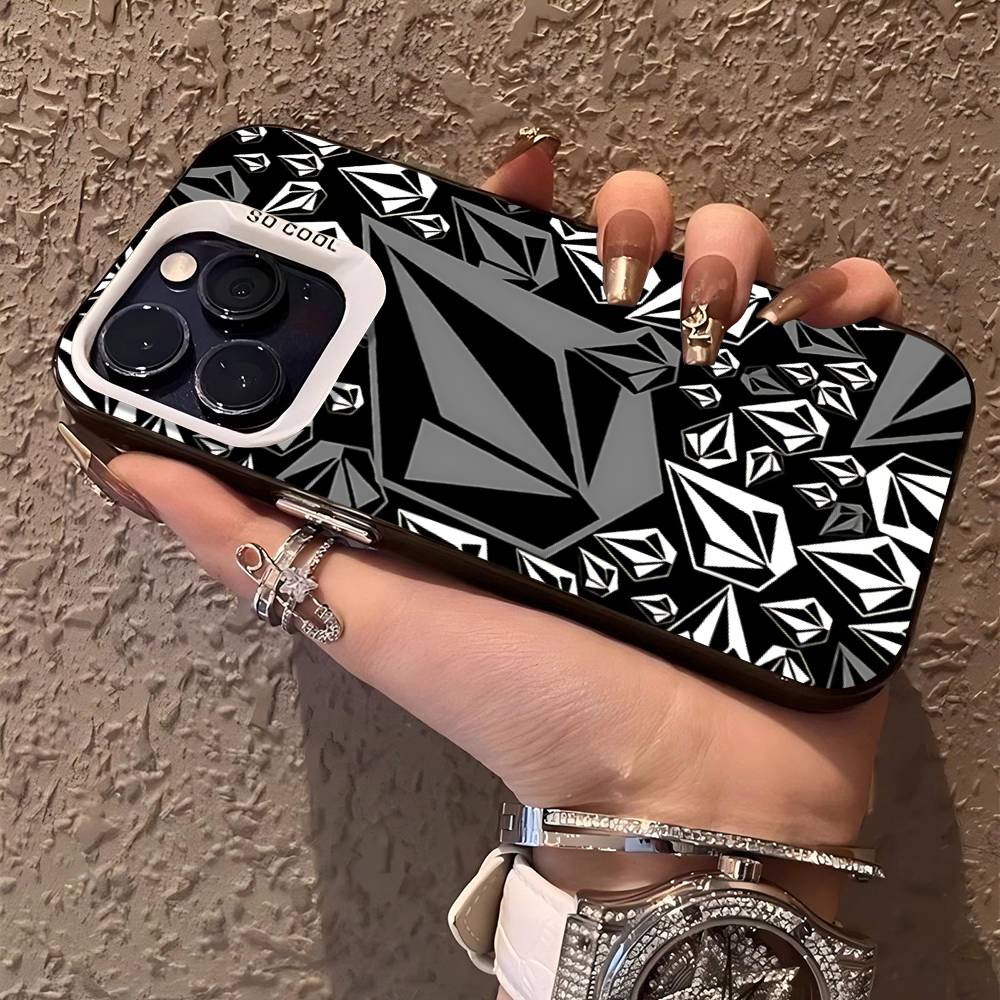

V-Volcom LOGO Fashion For Iphone 15 14 13 Plus 17 16 12 11 Pro Max Matte Colored Silver Luxury Phone Cover iPhone 17 Pro