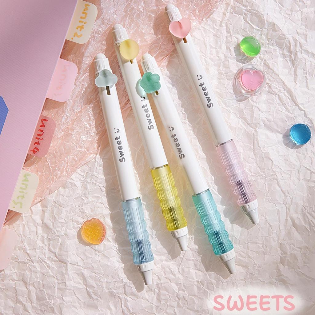 4-teiliges Candy-Gelstift-Set, süße Regenbogen-Milchschokolade, 0,5 mm Kugelschreiber, schnelltrocknende schwarze Tinte zum Schreiben