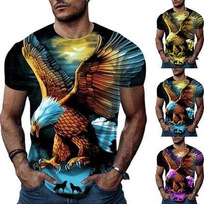T-shirt Homme Mode Personnalité Aigle Multicolore Imprimé T-shirt Homme Haut