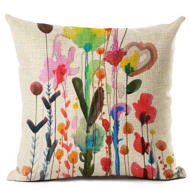 Animal Bird Pattern Cushion Cover Bird Cotton Linen Decorative Pillowcase For Sofa Plant Pillow Case Cover Kussensloop Almohada