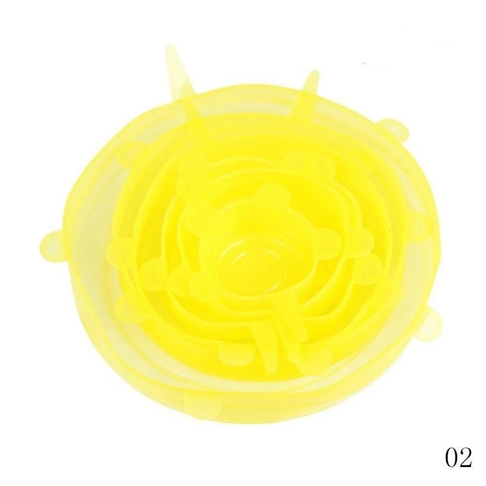 6pcs/set Reusable Silicone Wrap Food Fresh Keeping Wrap Kitchen Tools Silicone Food Wrap Seal Lid Cover Stretch Tools