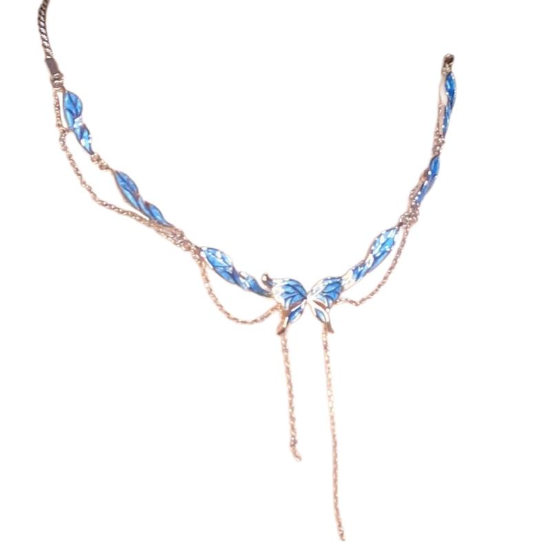 Цепочка на ключицу с воротником-бабочкой Простая короткая цепочка из сплава Регулируемая цепочка Модные украшения для различных случаев 1