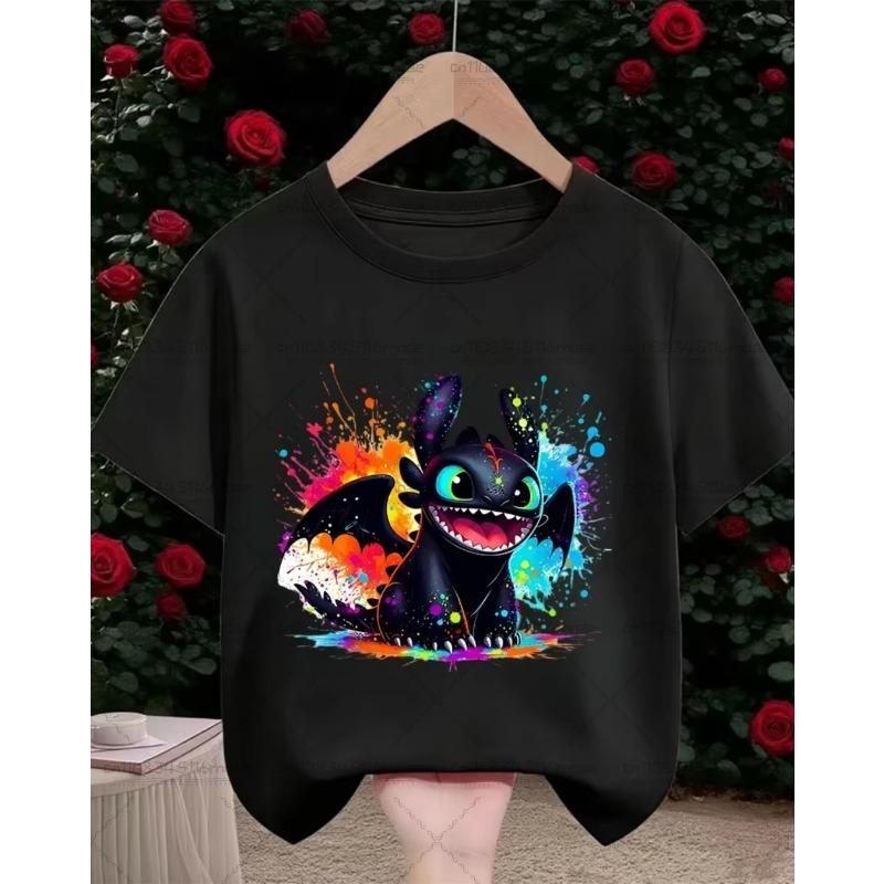 Summer Cute Toothless Cartoon Cotton T-shirt for Boys and Girls Fashionable Street Hot Casual Round Neck for Children