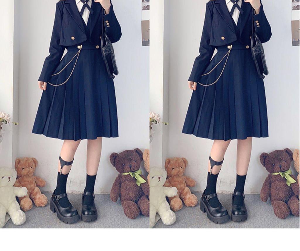 Japanisches JK Uniform Kleid Set: Authentischer langer Brustschutzrock für junge Damen von Hu Mu Tao