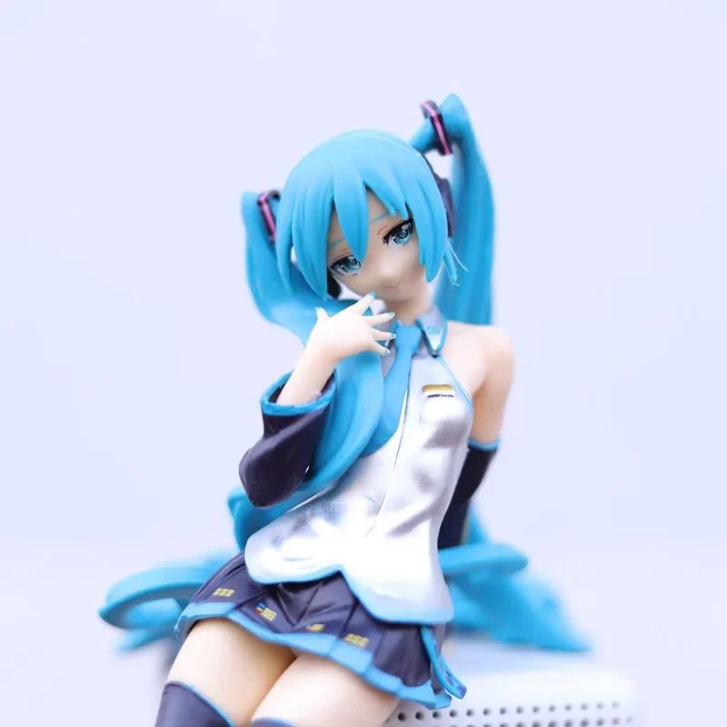 14CM Anime Sitting Hatsune Miku Figures kawaii Long Hair Sakura Action Toys Girls PVC Figure Model Toys Hatsune Miku Girl