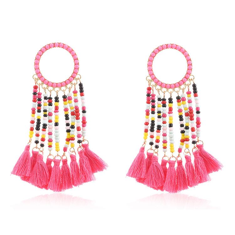 JMXD-Bohemian Tassel Earrings Exaggerated Earrings Jewelry Beads Earrings Popular Jewelry