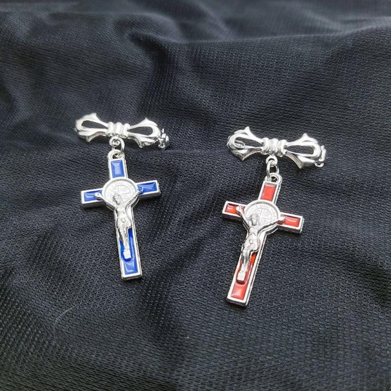 Simple Cross Pendant Brooch Lapel Pins Vintage Dress Jackets Backpacks Badge Jewelry Fashion Clothing Pin Unisex Gifts