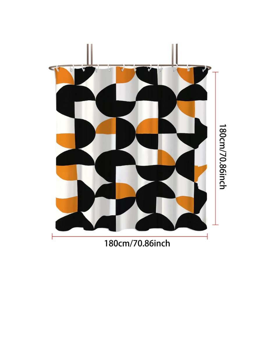 

1Pc Geometric Pattern Print Waterproof Shower Curtain Bath Privacy Multi Size Hanging Curtain With 12 Hooks Easy Installation 90x180cm