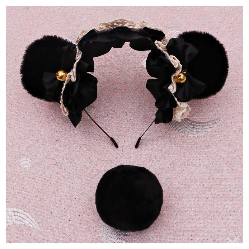 A handmade olita animal ear headband, Lolita jewelry, lace bear ear headband.
