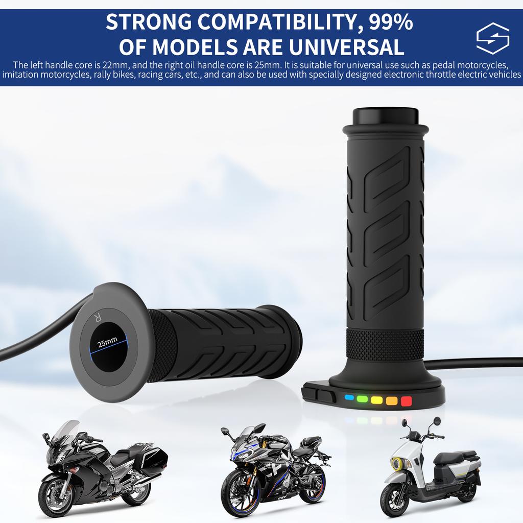 LED Heated Handle Grips with Memory Feature Universal Motorcycle Electric Bike Overheat Protection Warmer Handle Grip