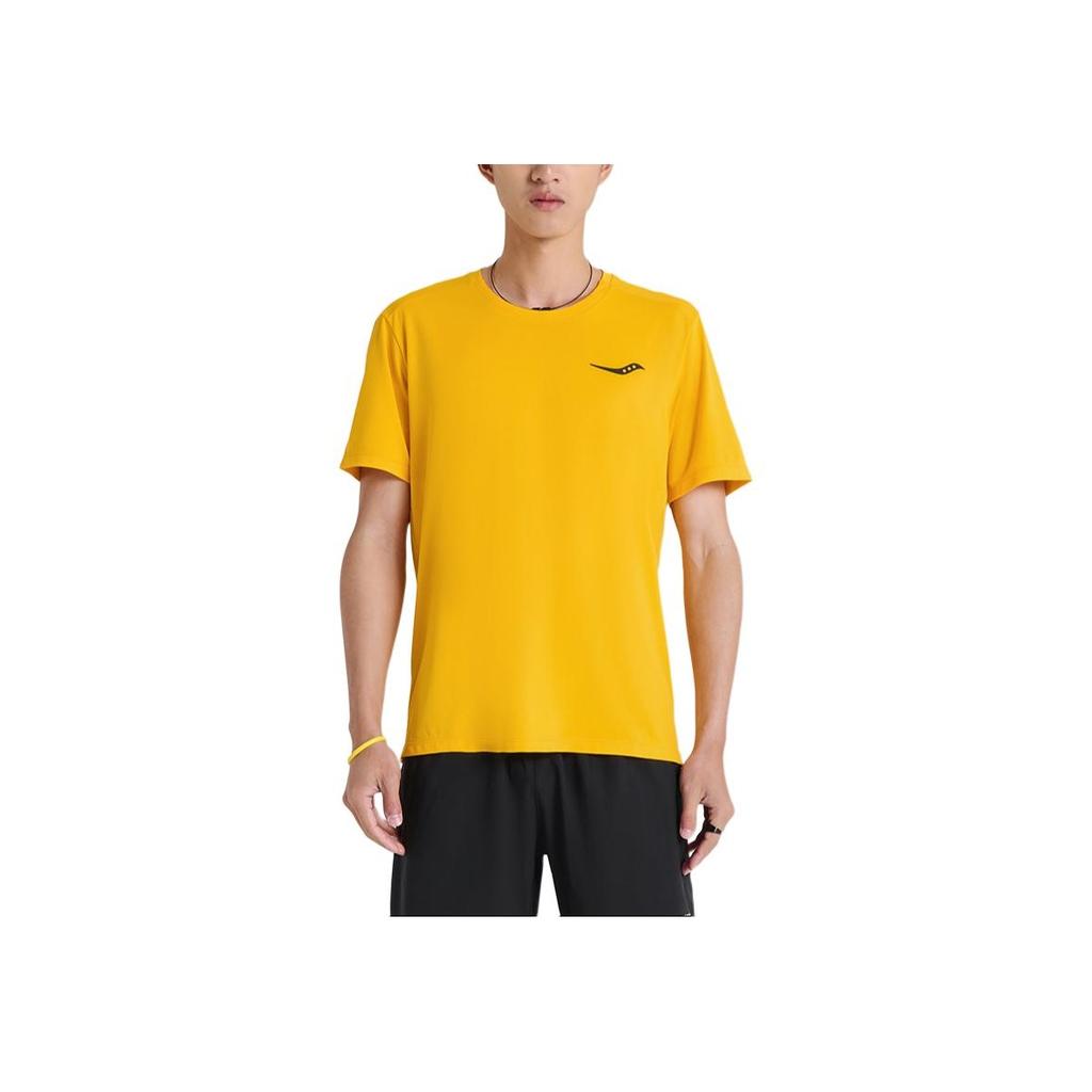 Saucony Logo Print Round Neck Breathable Knitted Casual Running T-Shirt Men T-Shirts Orange SC2229224-2