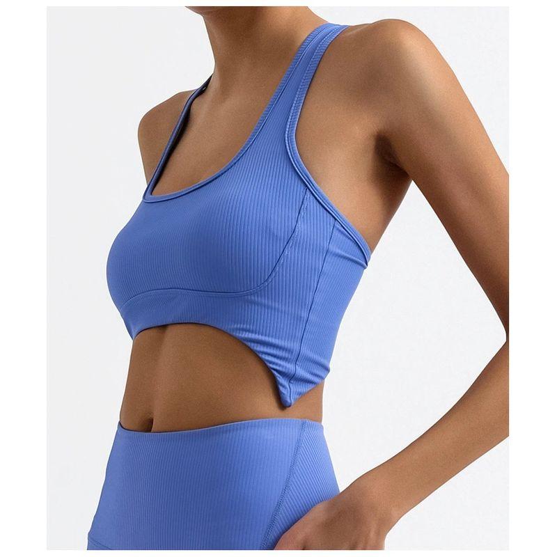 Export Cross-Border Yoga Intimates Women's Stripes with Chest Pad Bubble Wrap Cross Beauty Back Exercise Running Fitness Top Vest