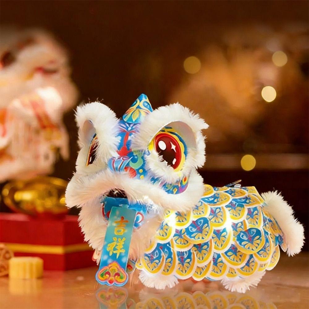 DIY Material Package New Year Lion Dance Lantern with Blessings Waterproof Handmade Lantern Hanging Ornament Festival Atmosphere
