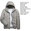 Men Cotton Jacket Hooded Long Sleeve Solid Color Down Coat with Pockets Full Zipper Closure Thin Quilted Winter Outwear