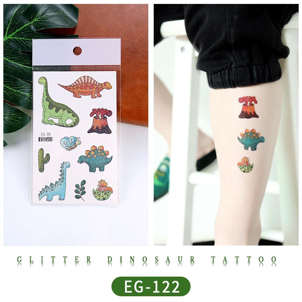 Ruikalong Glitter Animal Tattoo Stickers for Kids - Cartoon Dinosaurs, Water Transfer 120*75MM