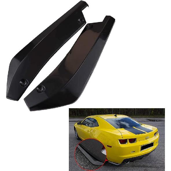 Car Rear Bumper Lip Diffuser, Universal Auto Side Fender Skirt Splitter Canard Protector, Wrap Angle Spoiler with 6 Bolts, 1 Pair (Bright Black)