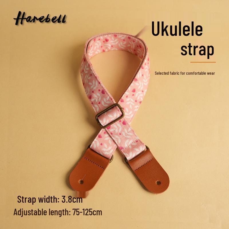 Retro Forest Guitar Strap with Bronze Buckle - Pink/Purple Leaves 031, Pink/White Leaves 032