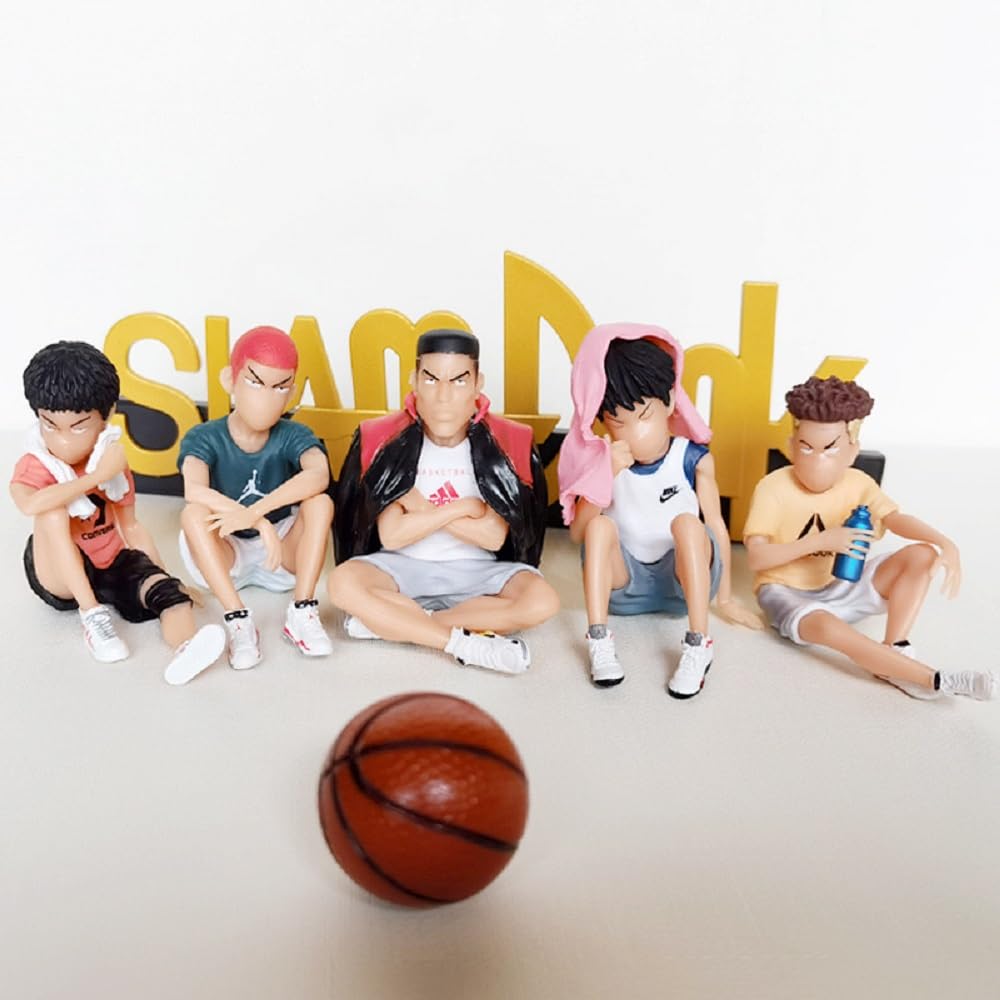 Slam Dunk Sakuragi Hanamichi, Miyagi Ryota, Rukawa Kaede 5-piece set Model toy, car accessories, anime characters Sakuragi Hanamichi, Rukawa Kaede
