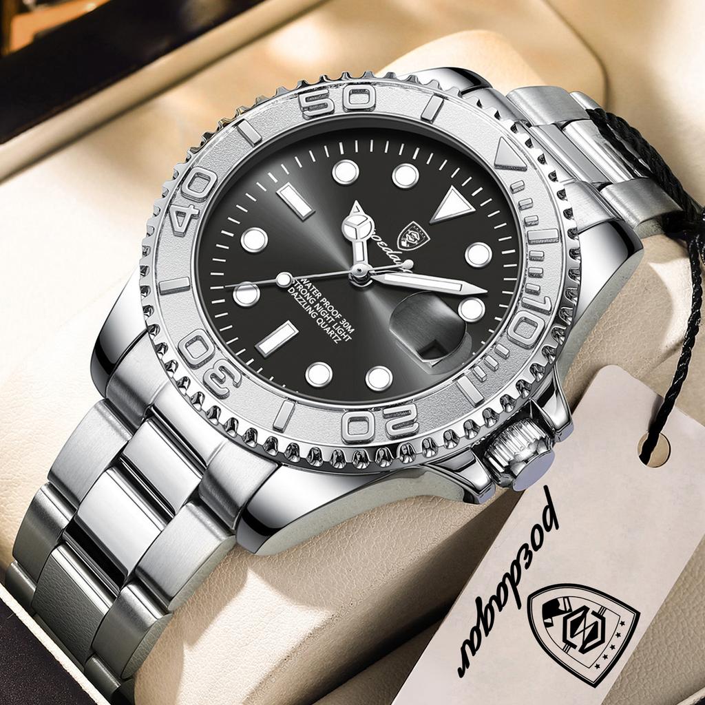 POEDAGAR Top Luxury Male Watch Waterproof Luminous Date Watch Stainless Steel Clock Sport Fashion Quartz Watches
