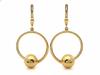 375 Gold Hoop Earrings with a Ball for Women, Shiny, 2.91g, Gift