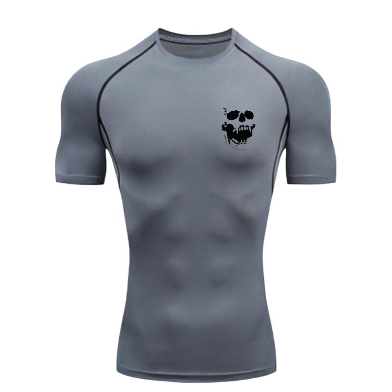 Skeleton Men's Sports T-Shirt Training Gym Jogging Running Workout Compression Rashgard Tops Tee Quick Dry Short Sleeve T Shirt