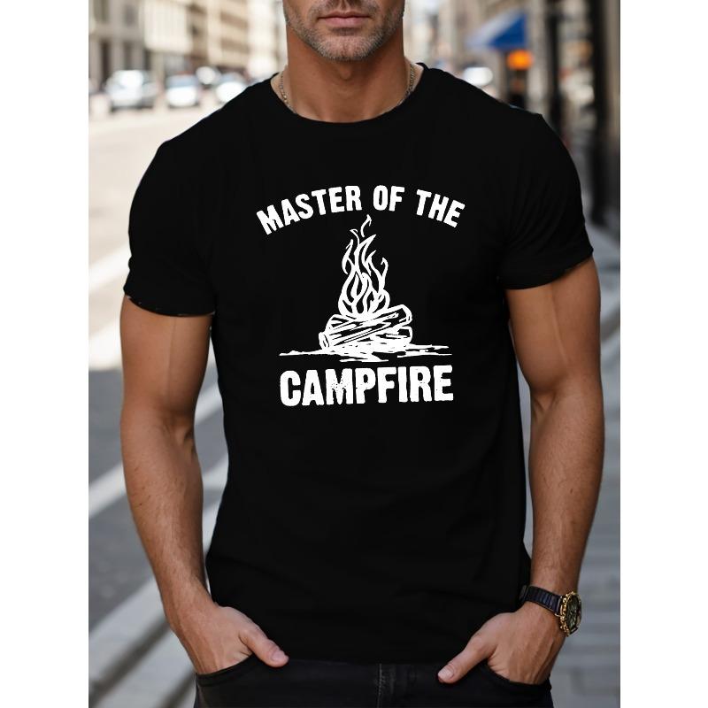 

Мужская футболка Campfire Master с принтом европейского размера - повседневная, с коротким рукавом, из дышащего хлопка, летний геометрический принт. S чёрный