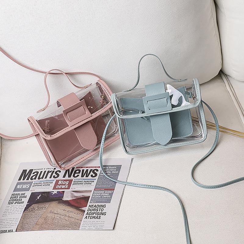 Women'S Transparent Square Sling Bag Cool Pvc Shoulder Bag Messenger Bag Waterproof Mobile Phone Bag