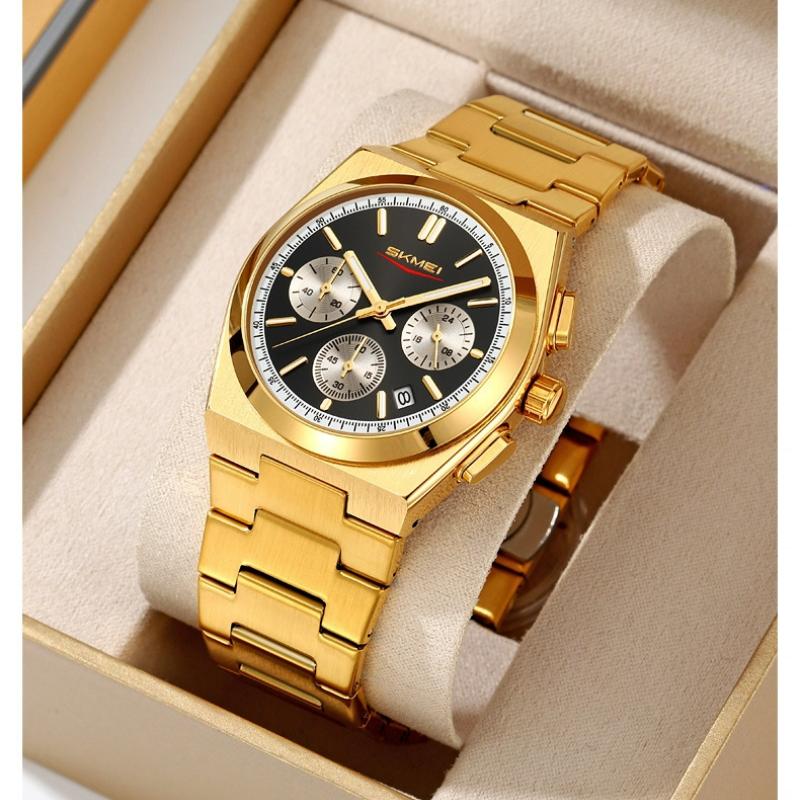 SKMEI Luxury Men Watch Waterproof Luminous Chronograph Date Stainless Steel Watch for Men Quartz Military Men's Watches