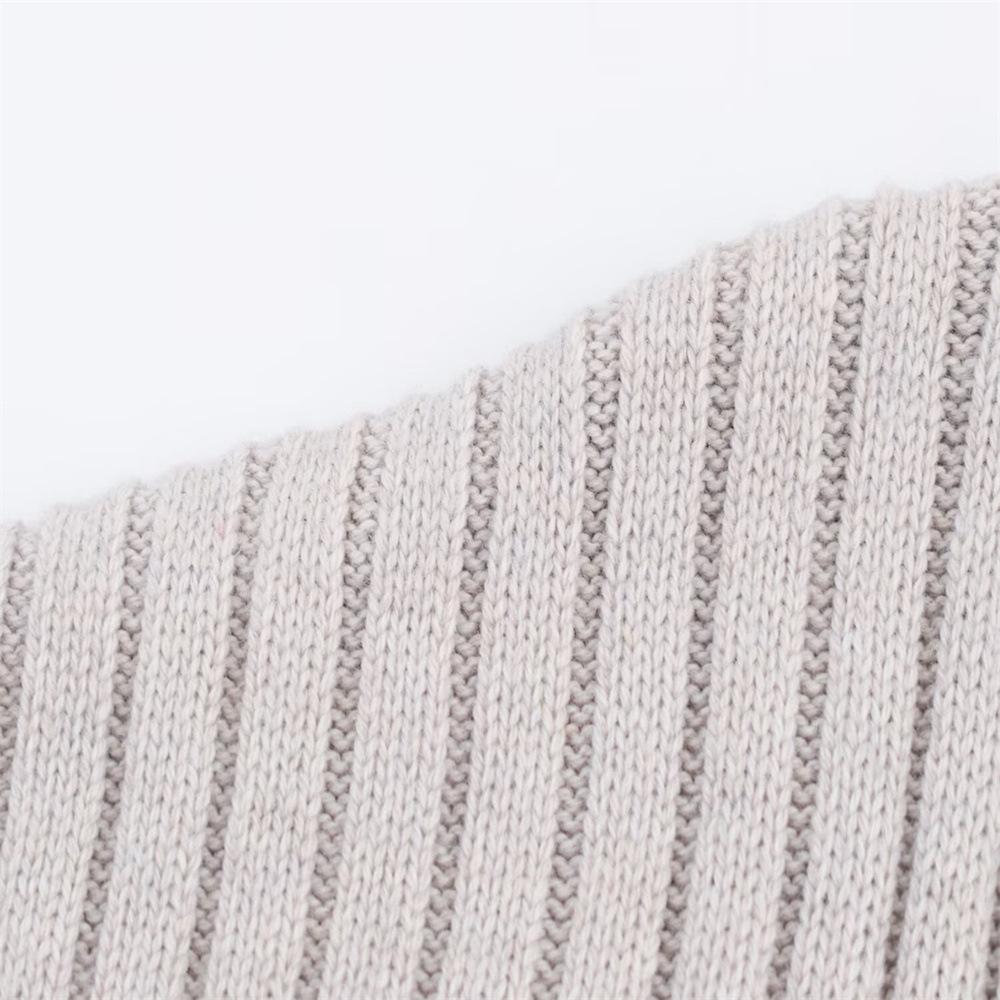 Autumn Women's Asymmetrical Ribbed Knit Pullover Sweater with Waistband