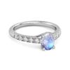 Moonstone Pave Band with White CZ Accents Ring - 925 Sterling Silver