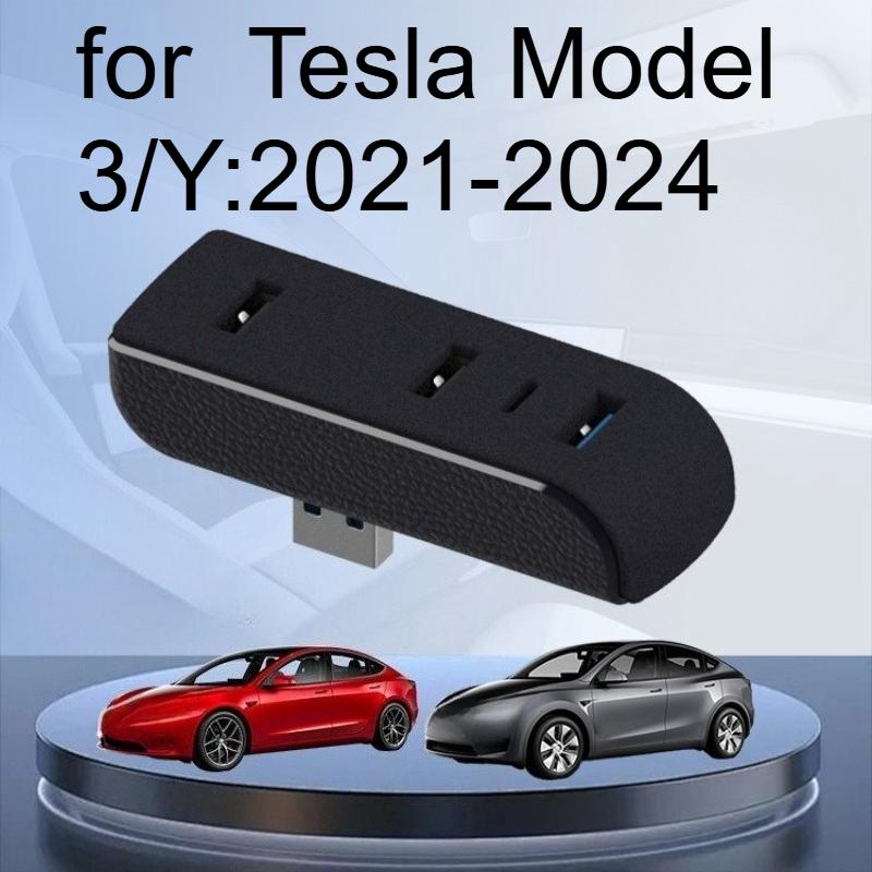 Glove Box Docking Station for Tesla Model 3 Y 3+ Y Juniper USB Hub Ports Car 4-in-1 USB Extender Charger Upgrade Data Transfer