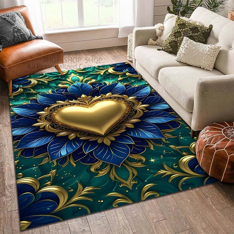 

6 Styles Heart Mandala Art Pattern Carpet for Living Room Bedroom Sofa Home Decor Non-slip Floor Mat Large Size Luxury Gift 40x60cm
