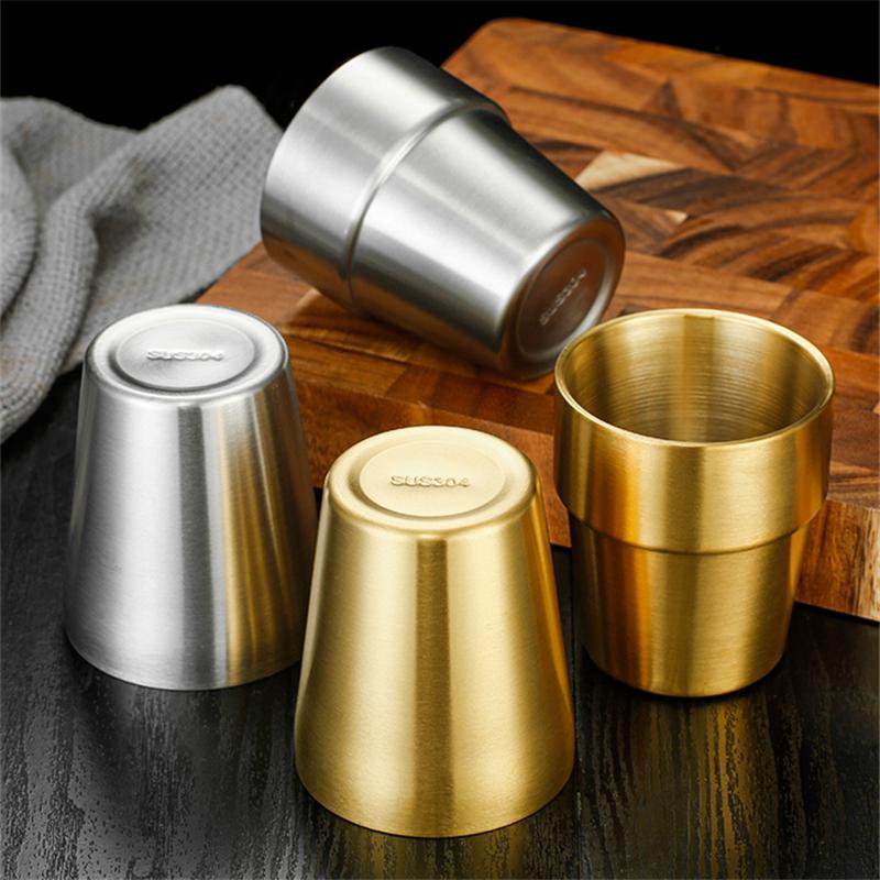 Jarra de cerveza de acero inoxidable de doble pared para té, bebida fría de metal, taza de café, utensilios de cocina, bar, 175/260/300 ml