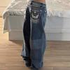 Women Pants Autumn Blue Y2k Wash Cargo Jeans Vintage Baggy Denim Trousers Japanese 2000s Style Oversize Boyfriend Harajuku Jeans